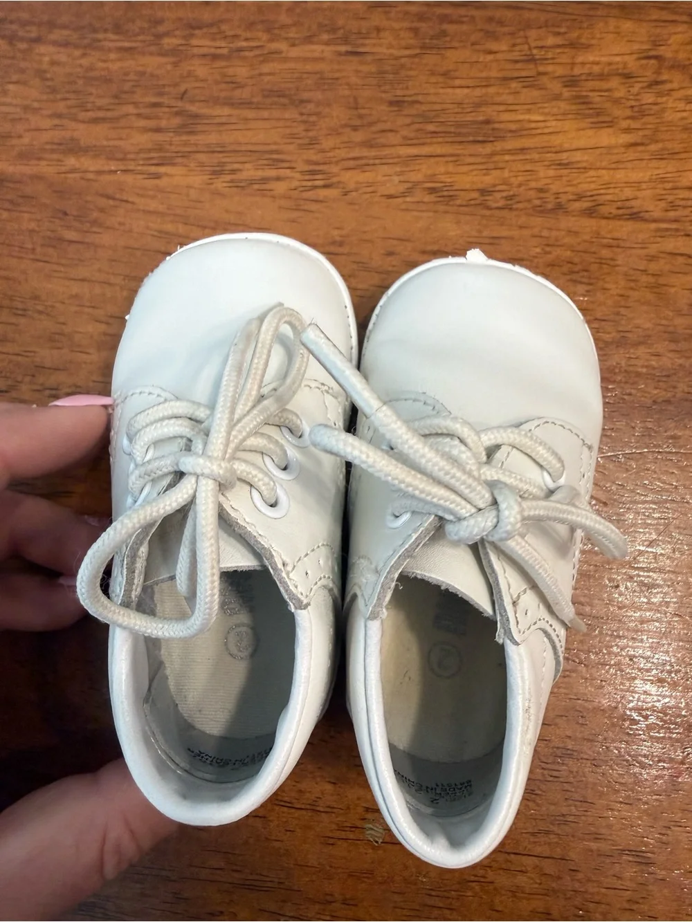 L'Amour Angel James White Leather High Top Lace Up Oxford Baby Walking Shoes 2